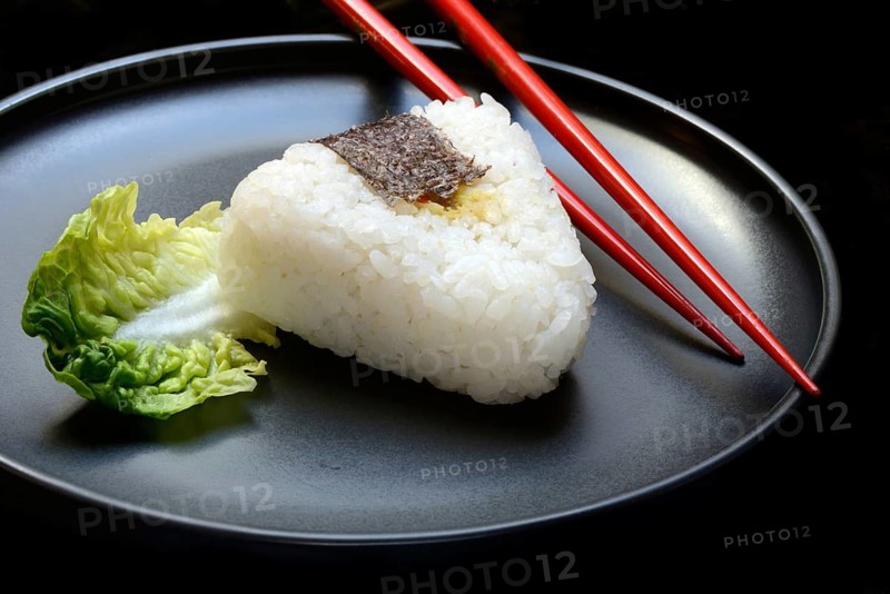 Onigiri, Japanese rice on plate, rice balls