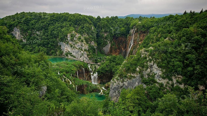 Majestic landscape with waterfalls, rivers and lush forest, Plitvice Lakes National Park, Croatia