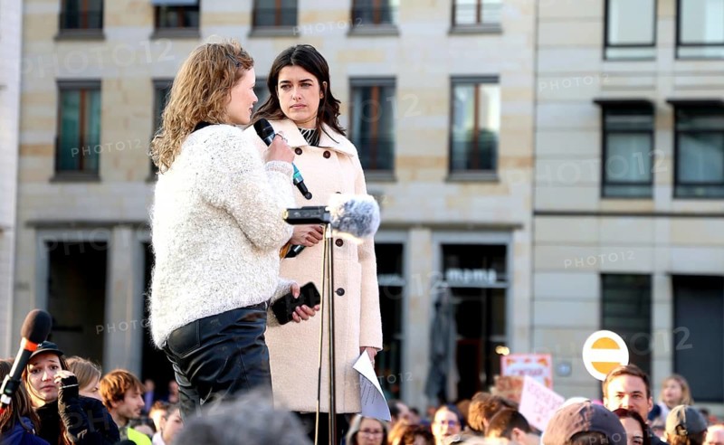 Luisa Gaffon and Marie Nasemann at the demonstration against sexualized digital violence - solidarity with all victims on Pariser Platz in Berlin on 22.03.2026