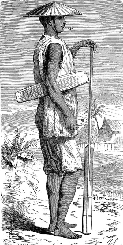 Man from Laos, illustration from 1870, historical, digital reproduction of an original from the 19th century