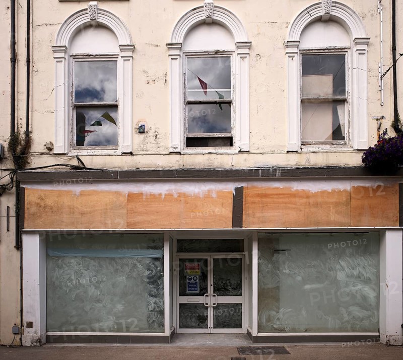 Vacancy, shop, abandoned, renovation, ruin, dilapidated, Falmouth, Cornwall, England, Great Britain, Great Britain