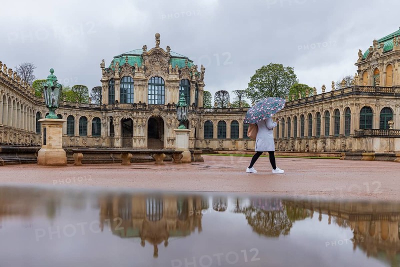 Zwinger's Pleasure Garden in Rain, Dresden, Saxony, Germany