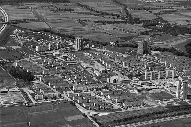 Historical aerial view of the Stuttgart Fasanenhof development area, Stuttgart, Baden-Württemberg, Germany, 1970