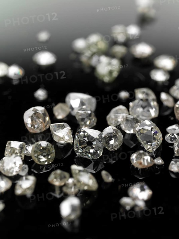 Many valuable diamonds, some rough, some cut, for further processing for the jewellery industry