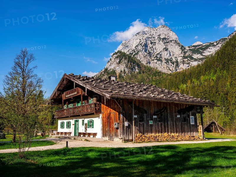 National Park Information Centre in a traditional farmhouse at Hintersee, above the Reiteralpe, Ramsau bei Berchtesgaden, Berchtesgadener Land, Upper Bavaria, Bavaria, Germany