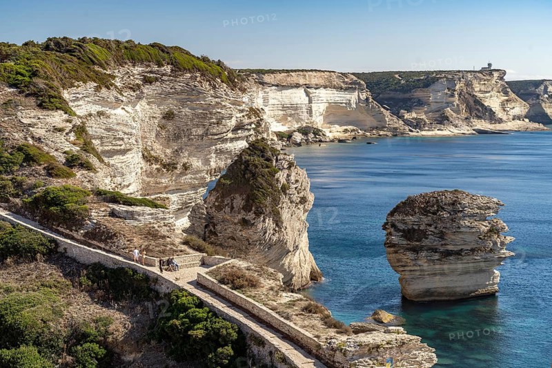 The white chalk cliffs of the cliffs near Bonifacio, Corsica, France