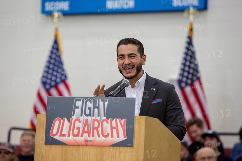 Detroit, Michigan - Senator Bernie Sanders held a rally at a Detroit high school as part of his 'Fighting Oligarchy' campaign. His guests included U.S. Senate candidate Dr. Abdul El-Sayed