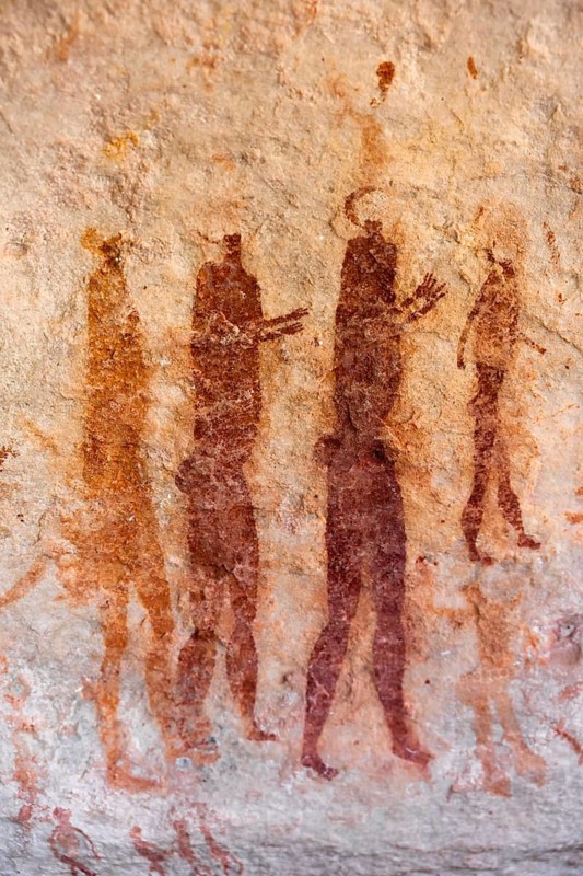 Prehistoric animal depictions, ancient rock carving of the San, indigenous people of South Africa, Seville Rock Art Trail, Cedar Mountains, Clanwilliam, Western Cape, Republic of South Africa
