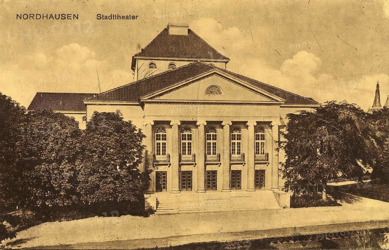 The historic city theatre in Nordhausen, Thuringia, Germany, authentic reproduction of an old postcard, around 1910, historical, exact date unknown