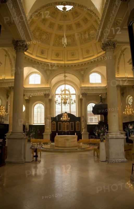 Parish church of St Stephen, Walbrook, City of London, London designed by Sir Christopher Wren, altar in Italian marble by Henry Moore