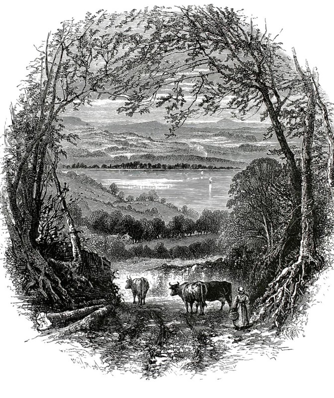Wood engraving of Lake Windermere in the Lake District, Cumbria, England around 1901, authentic, high-resolution reproduction from a 19th century model, exact date of depiction unknown, historical