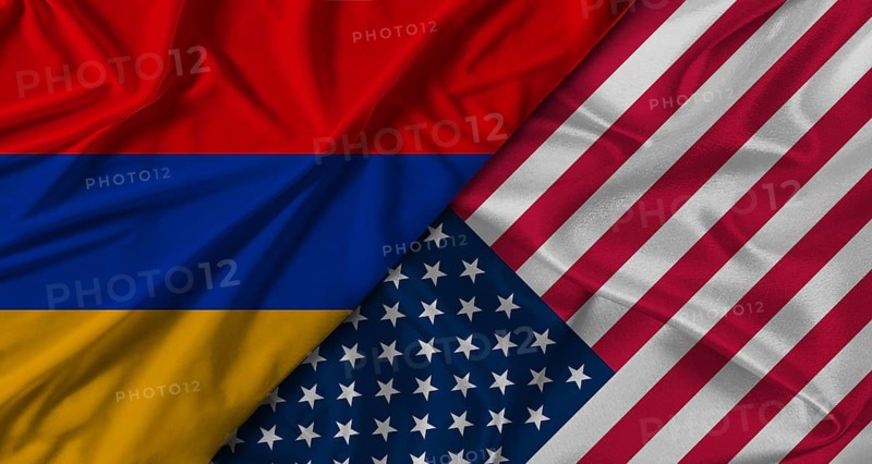 Bilateral relations between Armenia and United States. Flag of Armenia and United States