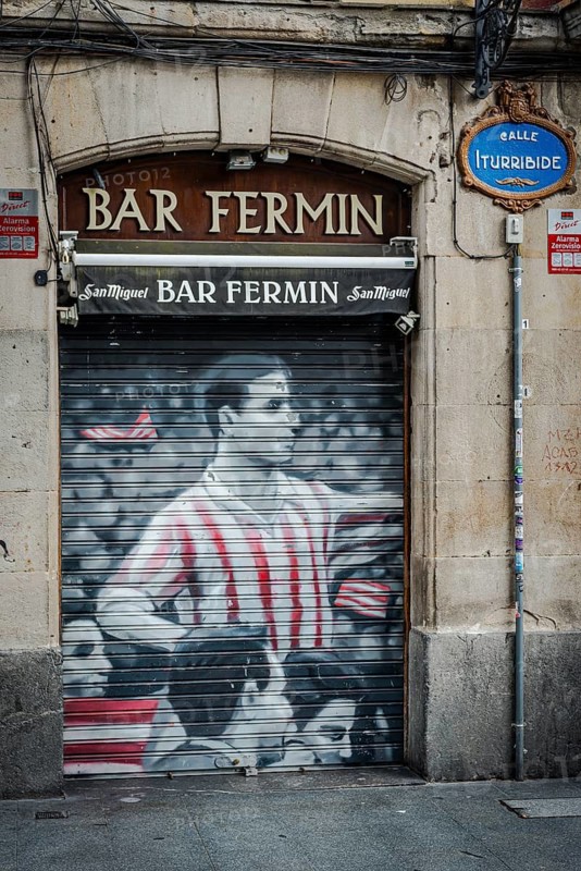Street art at a soccer bar of the local club Atletico Bilbao, Spain