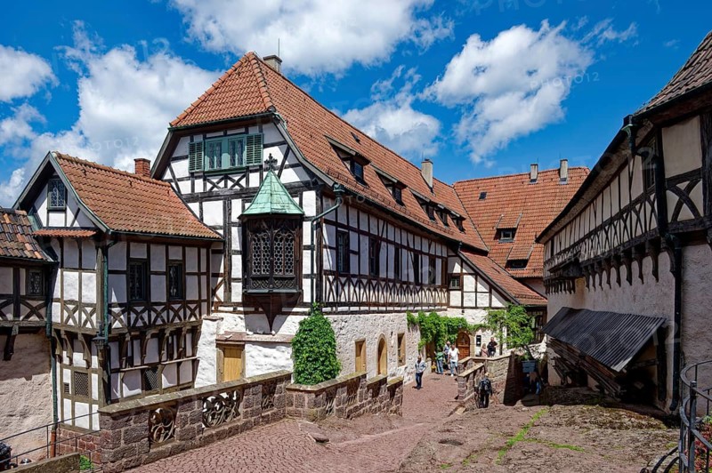 Bailiwick with Nuremberg bay window, castle courtyard, Wartburg, castle in the Thuringian Forest, UNESCO World Heritage, Eisenach, Thuringia, Germany