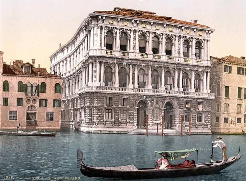 Pesaro Palace, Venice, Italy, Historic, digitally restored reproduction from a 19th century original, Record date not stated, Pesaro Palace, Venice, Italy, Historic, digitally restored reproduction from a 19th century original, Record date not stated