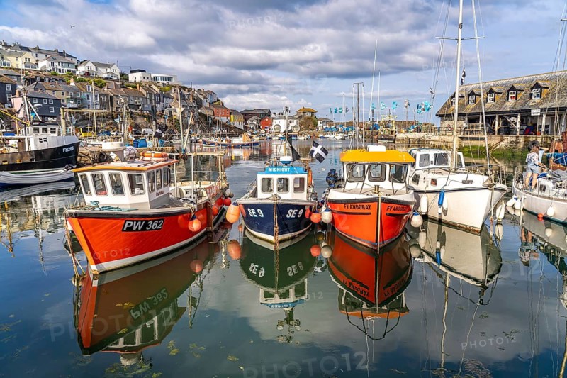 Fishing boats in the harbour of Mevagissey, Cornwall, England, Great Britain