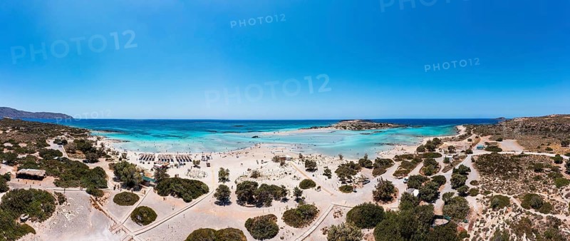 Drone shot, Elafonissi beach, south-west Crete, Crete, Greece