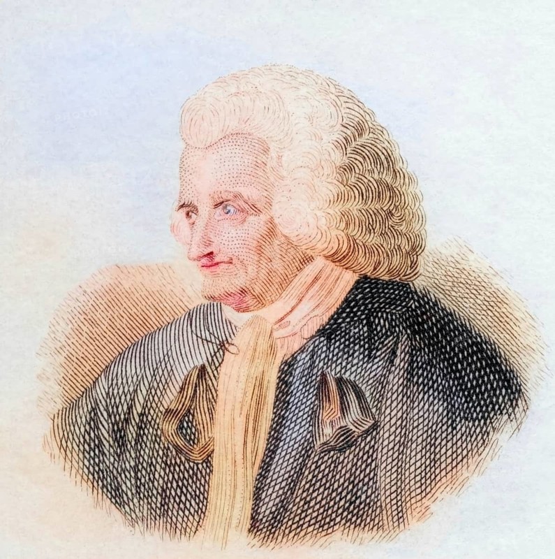 James Burnett, Lord Monboddo, (born 1714 in Monboddo House, Kincardineshire, Scotland, died 26 May 1799 in Edinburgh) was a Scottish judge and philosopher, coloured woodcut from Crabbe's Historical Dictionary from 1825, Historical, digital reproduction