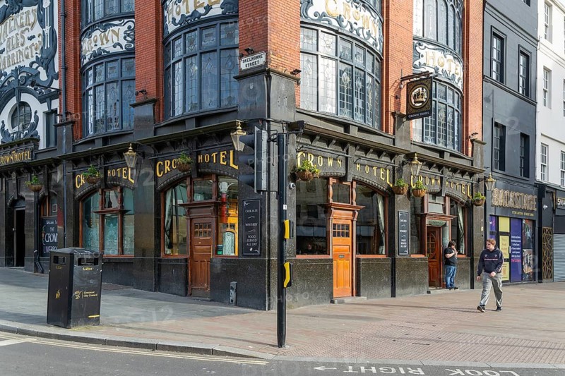 Crown Hotel pub, Lime Street, city centre Liverpool, England, UK built 1905 in Art Nouveau style
