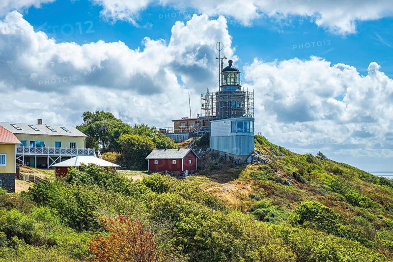 Kullens fyr, Kullen lighthouse on Kullaberg, Kullen peninsula near Mölle in Skåne, Sweden. Kullens Lighthouse, Kullen Lighthouse on Kullaberg, on Kullen Peninsula near Mölle in Scania, Sweden