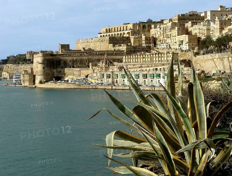 View of the big port and the city of Valletta in Malta
