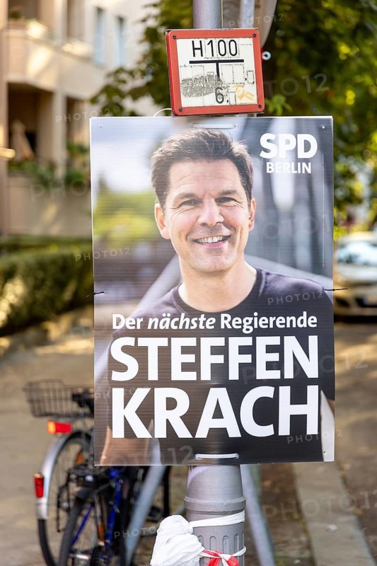 Steffen Krach (SPD) – candidate for the office of Governing Mayor of Berlin – election posters by the political parties for the 20th election to the Berlin House of Representatives and the district councils, Berlin city area, Berlin, 7 August 2026