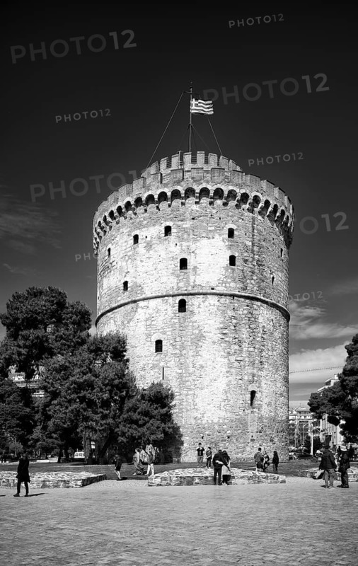 White Tower, Thessaloniki, black and white, Macedonia, Greece