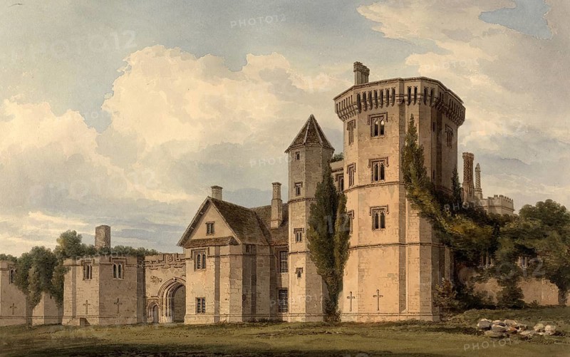South West View of Thornbury Castle, Gloucestershire, England, digitally restored reproduction of a 19th-century original by John Buckler, Record date not stated, South West View of Thornbury Castle, digitally restored reproduction of a 19th-century original, Record date not stated