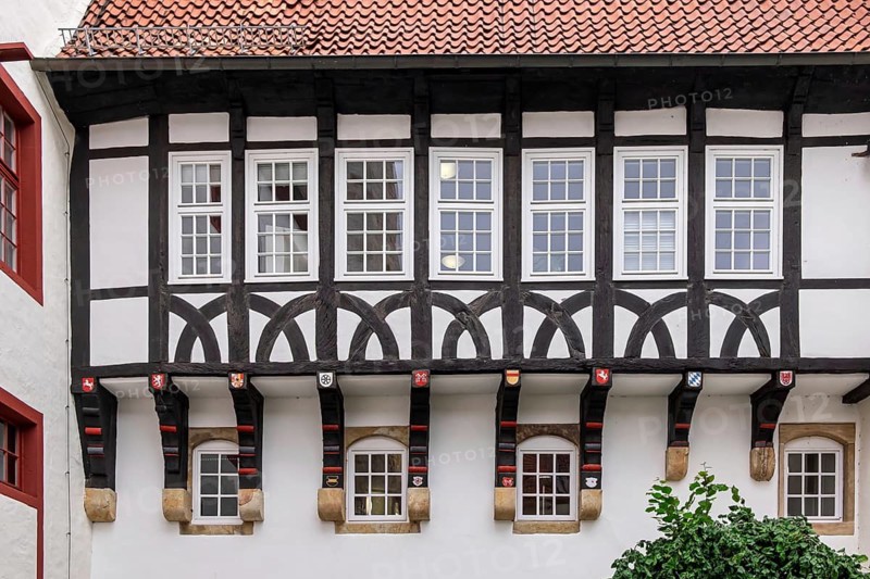 Façade of the castle pharmacy in Bad Iburg, Osnabrücker Land, Lower Saxony, Germany