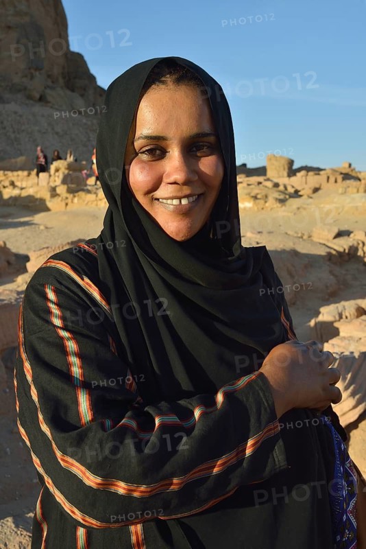 Young woman with headdress, portrait, Gebel Barkal, Karima, Northern, Nubia, Sudan