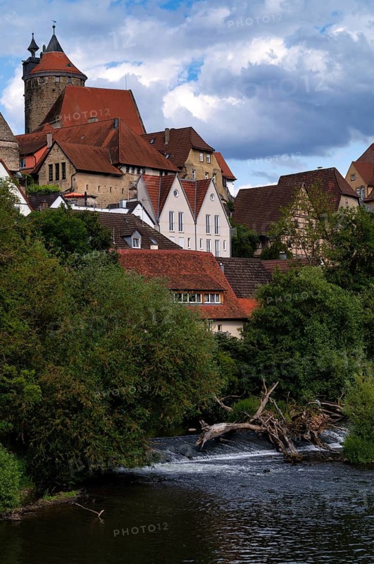 View of Obere Burg, Schochenturm, Altstadt, Besigheim an der Enz, Neckar, Baden-Württemberg, Germany