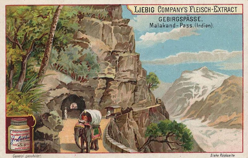 Picture series mountain passes, Malakand Pass in India, today Pakistan, picture of love, digitally restored reproduction of a collector's painting from around 1900, exact date unknown