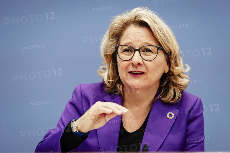 Svenja Schulze (SPD), Federal Minister for Economic Cooperation and Development, photographed at the Federal Press Conference for the presentation of the 17th Development Policy Report of the Federal Government in Berlin, 11 December 2024. Photographed on behalf of the Federal Ministry for Economic Cooperation and Development. Berlin
