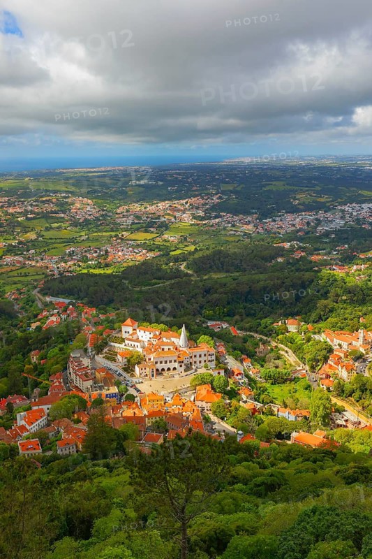 Sintra town, high angle view, Sintra, Portugal