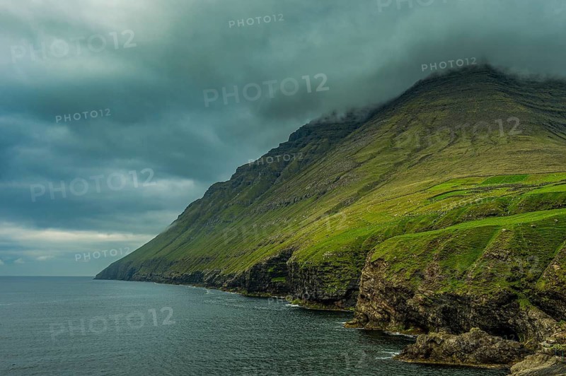 Huge fjord landscape in Vidoy, Faroe islands, Denmark