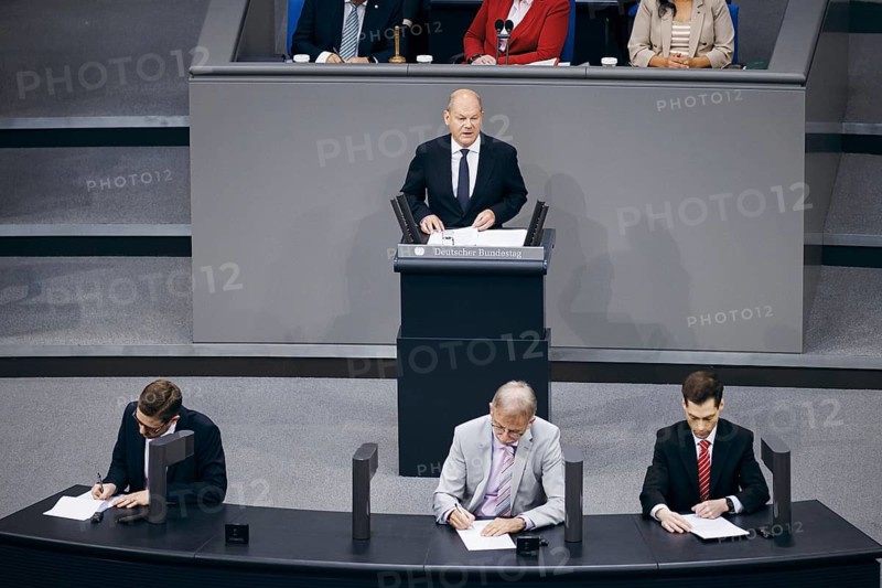 Federal Chancellor Olaf Scholz, (SPD), recorded during a government statement in the German Bundestag in Berlin, 06/06/2024