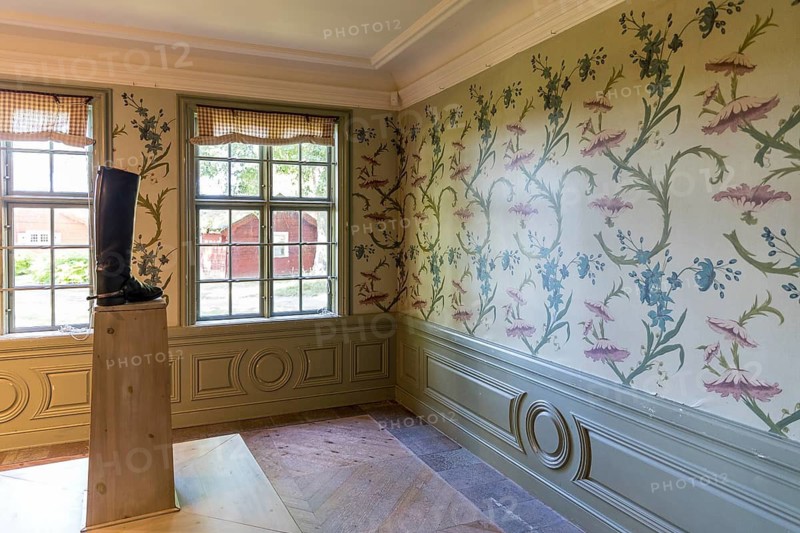 Floral wallpaper, Julita Gård open-air museum around Julita Manor in Julita, Södermanland County, Sweden