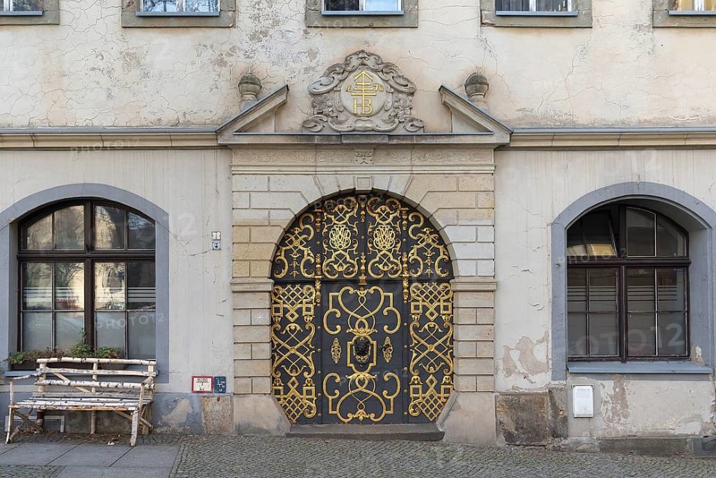 Wrought iron gate at Fleischmarkt, 1670, Bautzen, Upper Lusatia, Saxony, Germany