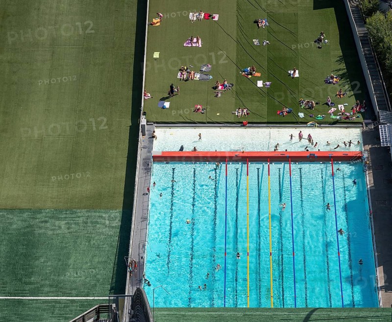 Outlet, large hill, ski jump, Salpausselkä ski jumps, with large swimming pool, outdoor pool in summer, Lahti, Finland