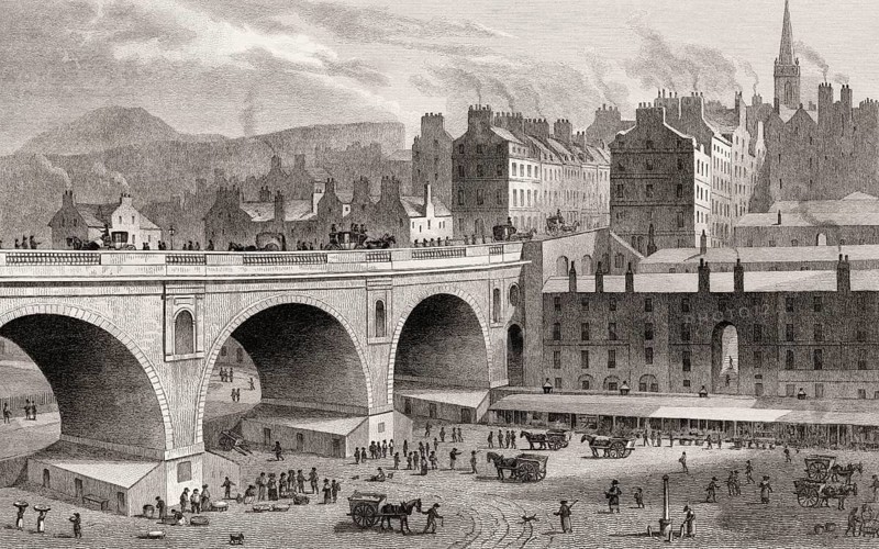 North Bridge, General, Market Street, Edinburgh, Scotland, 19th century, from Modern Athens by Th. H. Shepherd