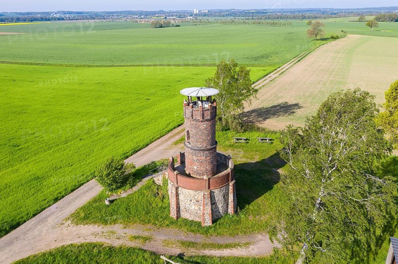 Aerial view of the observation tower in Pyrna, Wurzen, Saxony, Germany