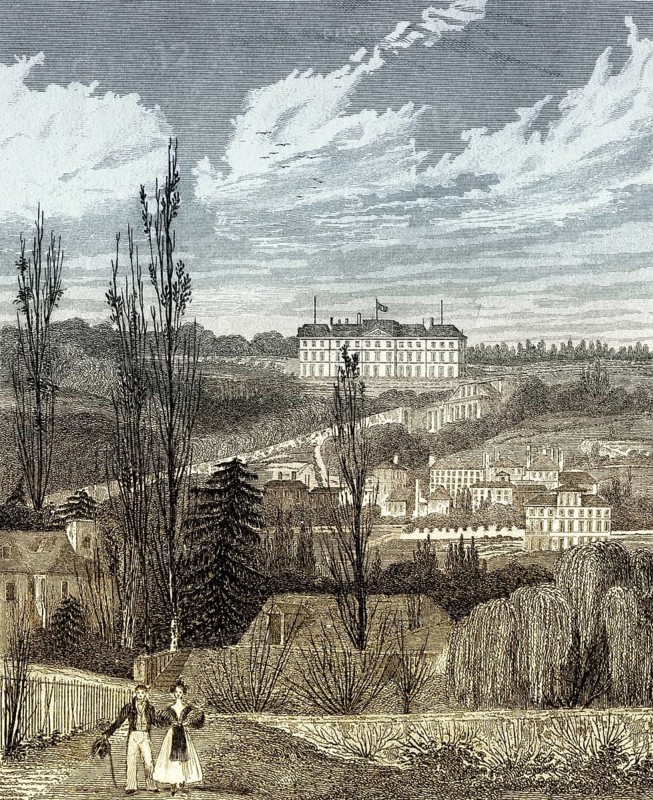 The Château de Meudon, Meudon, Hauts-de-Seine, antique steel engraved print, 1831