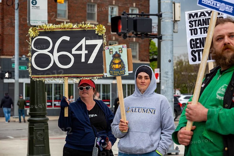 Detroit, Michigan USA - 1 May 2026 - The labor movement and supporters held a May Day rally, followed by a march to the ICE field office. A main theme was President Trump's attacks on the labor movement and immigrant workers