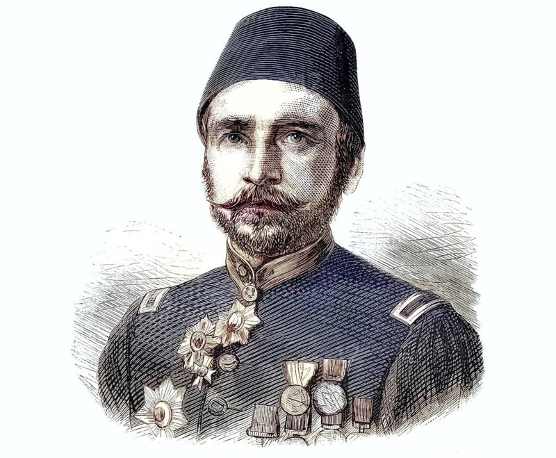 Mehmed Ali Pascha, born in 1827 as Ludwig Carl Friedrich Detroit, Ottoman general and field marshal of German origin. As a Huguenot descendant, he went to sea in his youth, disembarked in Istanbul and converted to Islam, reproducing a model from the 19th century. Authentic, file restored for optimal use, exact date of original unknown, nostalgically colored