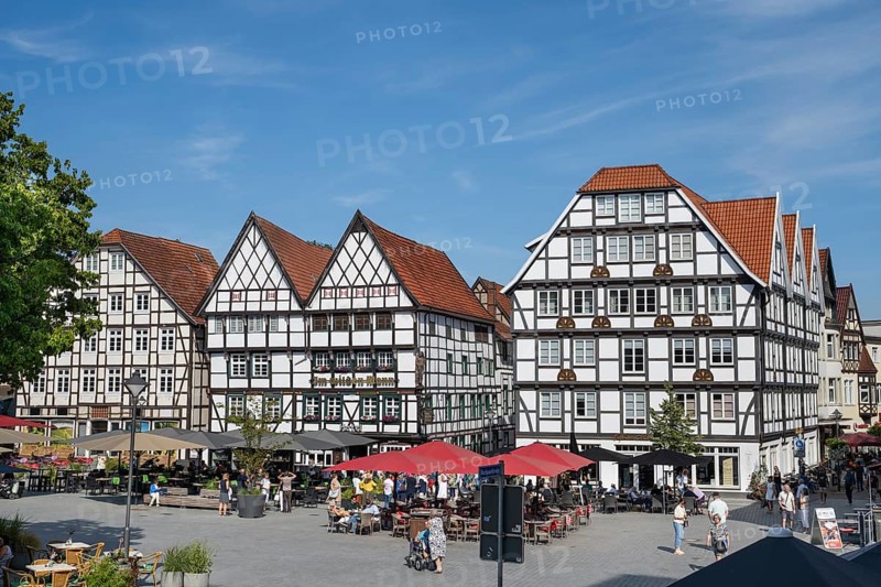 Historische Fachwerkhäuser am Markt, Gaststätte, Im wilden Mann, outdoor catering, Soest, Westphalia, North Rhine-Westphalia, Germany