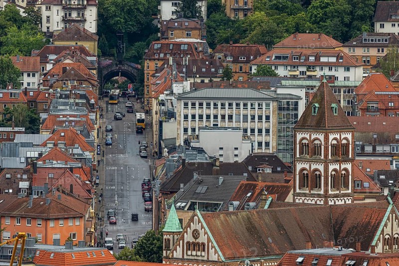 City view of Stuttgart. Schwabstraße with Schwabtunnel. Stuttgart, Baden-Württemberg, Germany