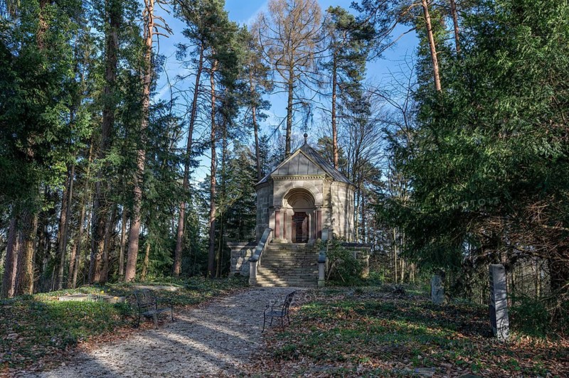 Mausoleum of the Tucher family in the forest, Simmelsdorf, Middle Franconia, Bavaria, Germany