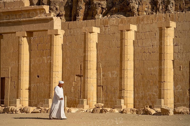 Columns in the mortuary temple of Hatshepsut and Mentuhotep II in Deir el-Bahari, Thebes West near Luxor, Egypt