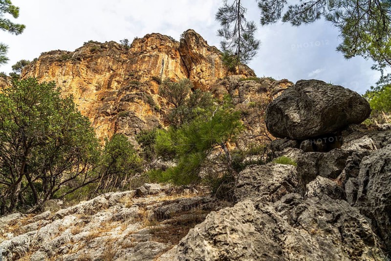 Hiking trail through the Lissos gorge near Sougia, Crete, Greece