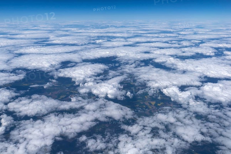 Clouds over Franconia seen from an airplane, Bavaria, Germany